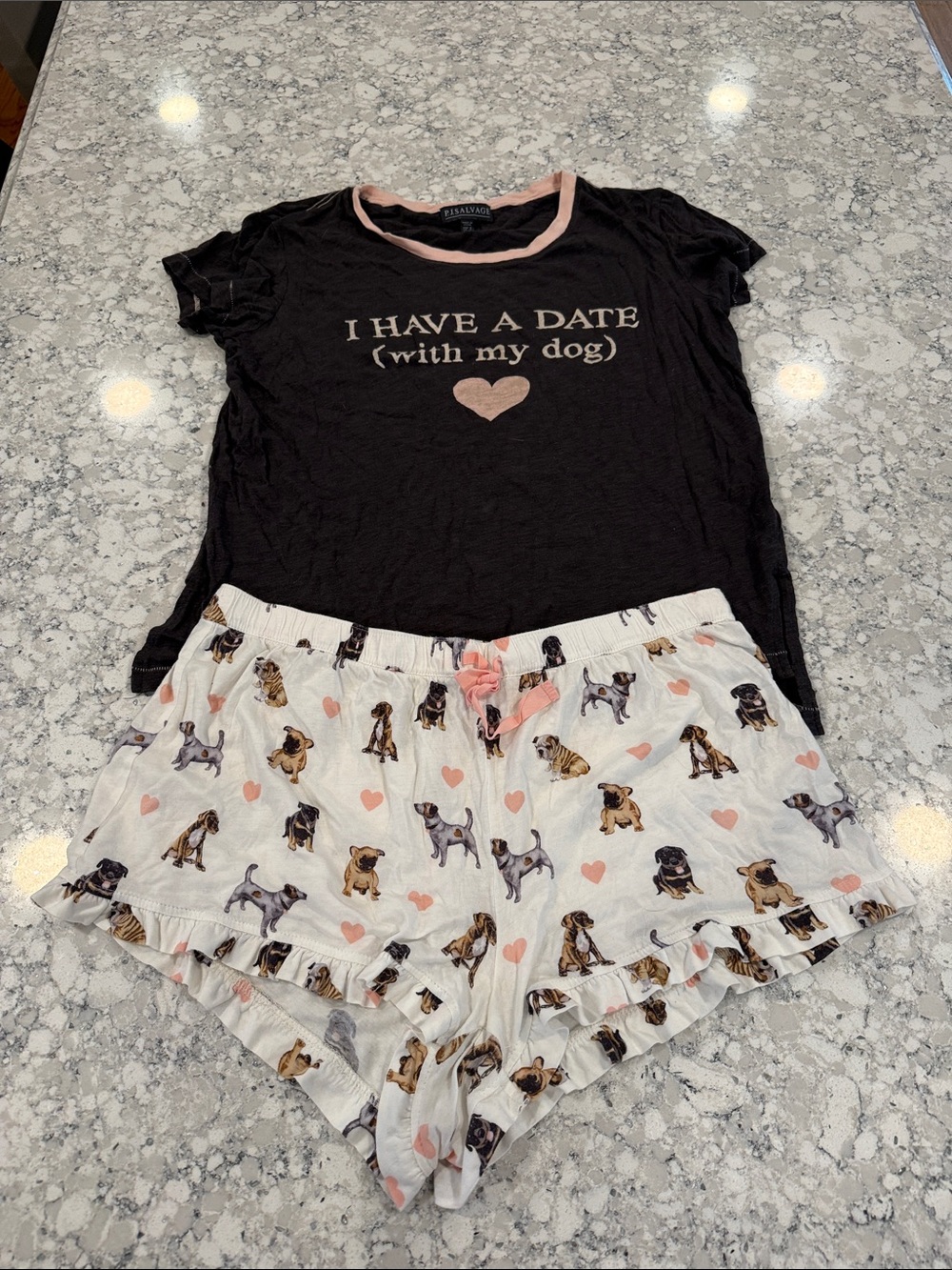 P.J. Salvage Dog Print Pajama set size M I have a date with my dog pajamas
